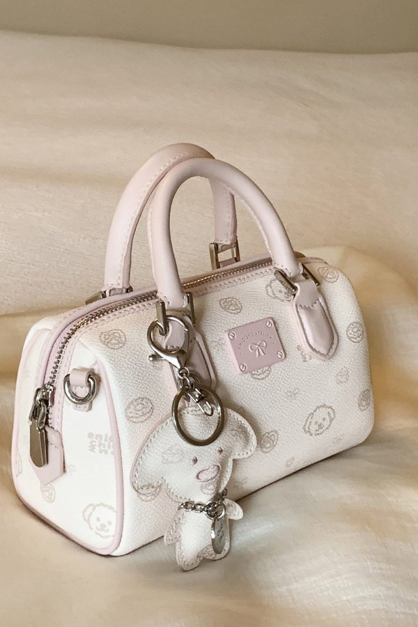 Chic Brown Cartoon Print Faux Leather Tote Handbag