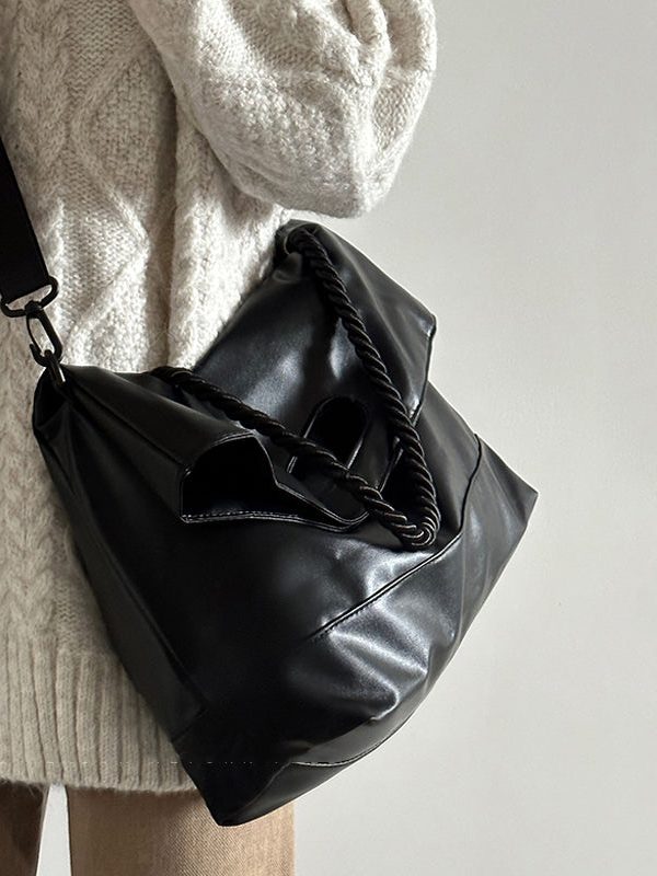 Chic Brown Large Capacity Faux Leather Messenger Bag