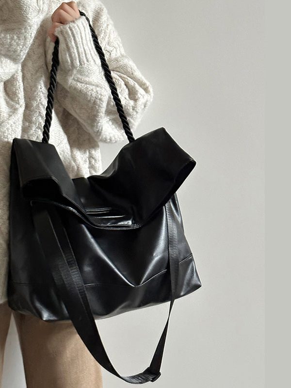 Chic Brown Large Capacity Faux Leather Messenger Bag