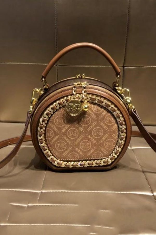 Chic Brown Patchwork Faux Leather Messenger Bag