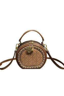 Chic Brown Patchwork Faux Leather Messenger Bag