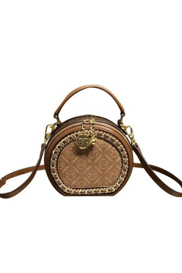 Chic Brown Patchwork Faux Leather Messenger Bag