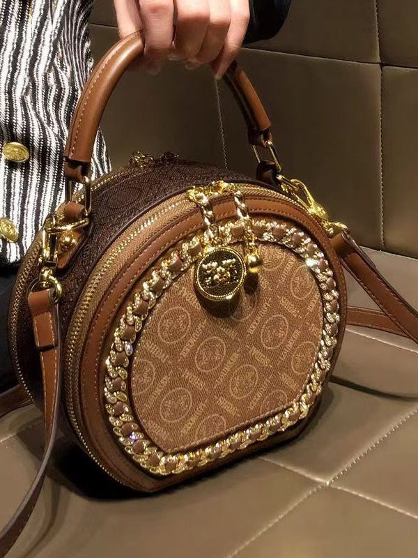 Chic Brown Patchwork Faux Leather Messenger Bag