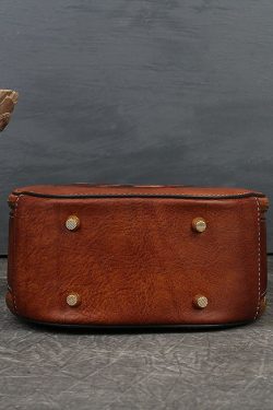 Chic Brown Rabbit Jacquard Circular Calf Leather Satchel Handbag