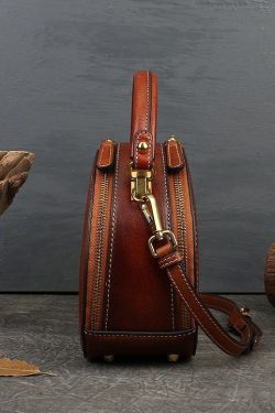 Chic Brown Rabbit Jacquard Circular Calf Leather Satchel Handbag