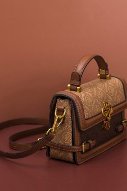 Chic Brown Versatile Calf Leather Messenger Bag