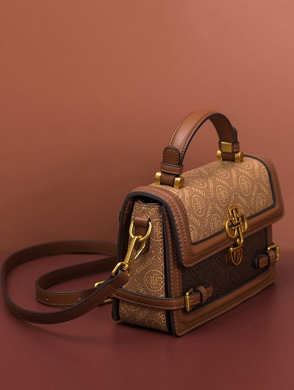 Chic Brown Versatile Calf Leather Messenger Bag