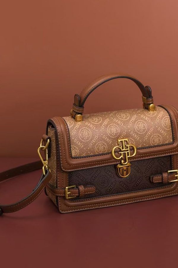 Chic Brown Versatile Calf Leather Messenger Bag