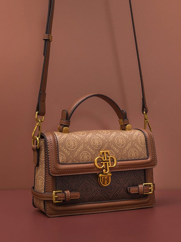 Chic Brown Versatile Calf Leather Messenger Bag