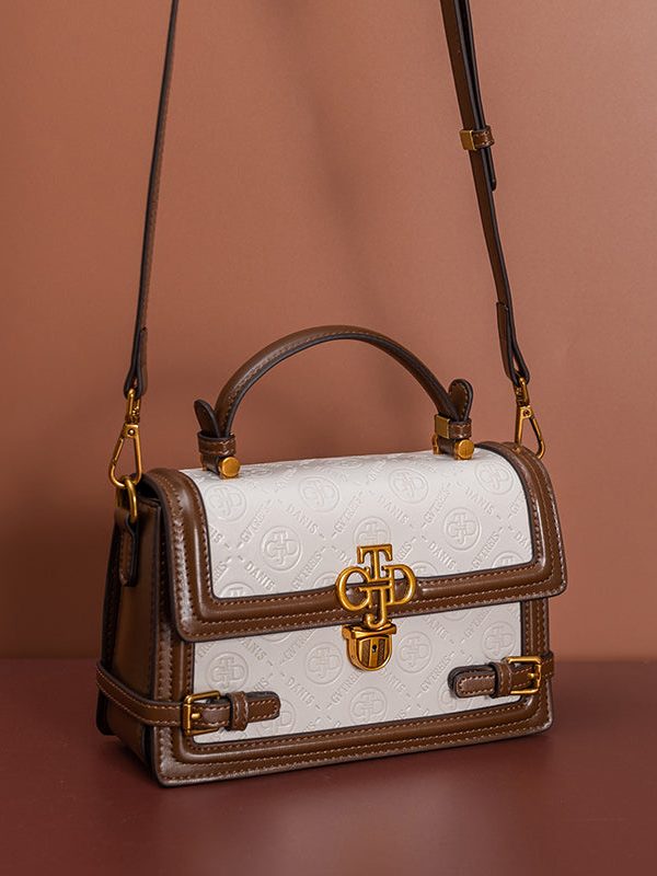 Chic Brown Versatile Calf Leather Messenger Bag