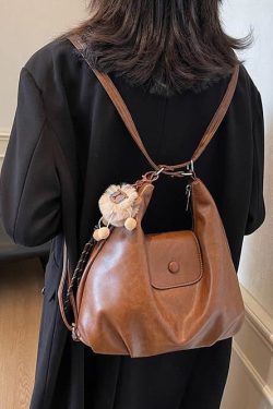 Chic Coffee Large Capacity Faux Leather Satchel Bag Handbag