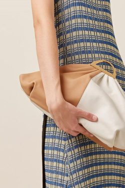 Chic Colorblock Fan-shaped Faux Leather Tote Handbag