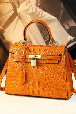 Chic Crocodile Pattern Solid Durable Faux Leather Tote Handbag