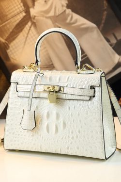 Chic Crocodile Pattern Solid Durable Faux Leather Tote Handbag