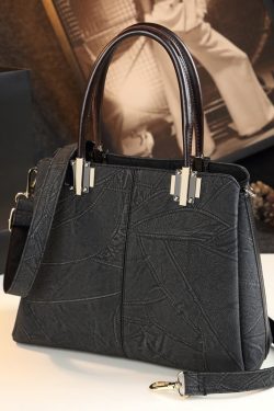 Chic Green Jacquard Large Capacity Faux Leather Tote Handbag