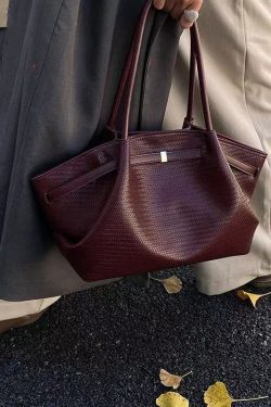 Chic Jacquard Solid Durable Faux Leather Women Handbags