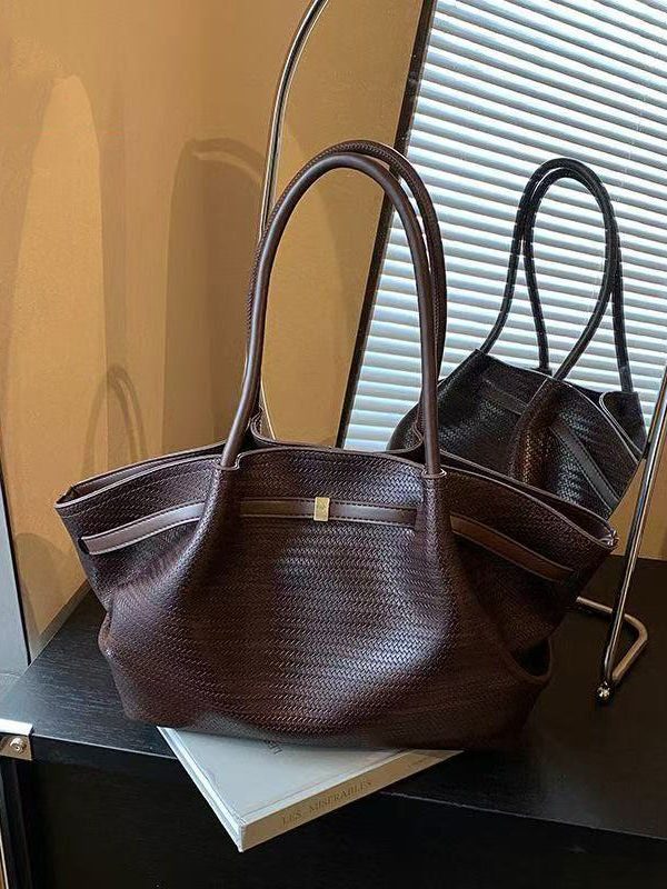 Chic Jacquard Solid Durable Faux Leather Women Handbags