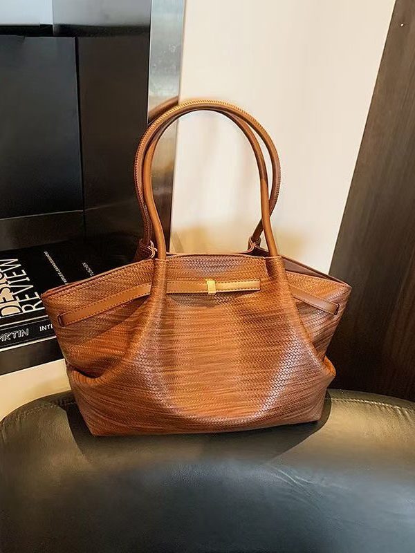 Chic Jacquard Solid Durable Faux Leather Women Handbags