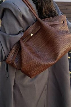 Chic Jacquard Solid Durable Faux Leather Women Handbags