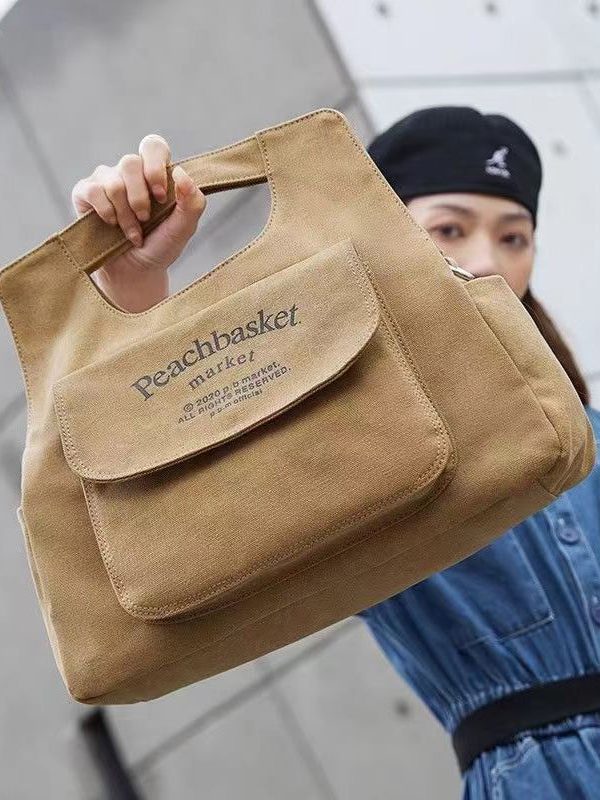 Chic Khaki Large Capacity Canvas Messenger Bag