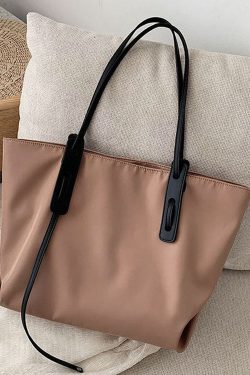 Chic Khaki Versatile nylon Tote Handbag
