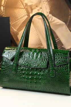 Chic Orange Alligator Pattern Faux Leather Tote Handbag