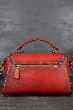 Chic Orange Brown The Sunflowers Calf Leather Tote Handbag