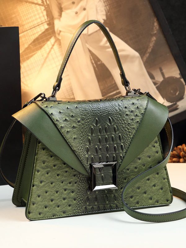 Chic Purple Embossed Patchwork Calf Leather Tote Handbag