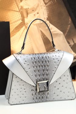 Chic Purple Embossed Patchwork Calf Leather Tote Handbag