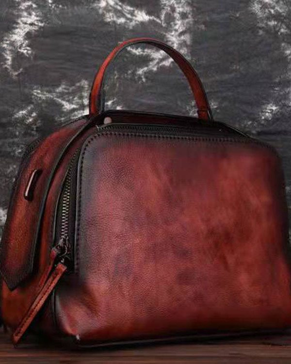 Chic Rainbow Tie Dye Paitings Calf Leather Satchel Handbag