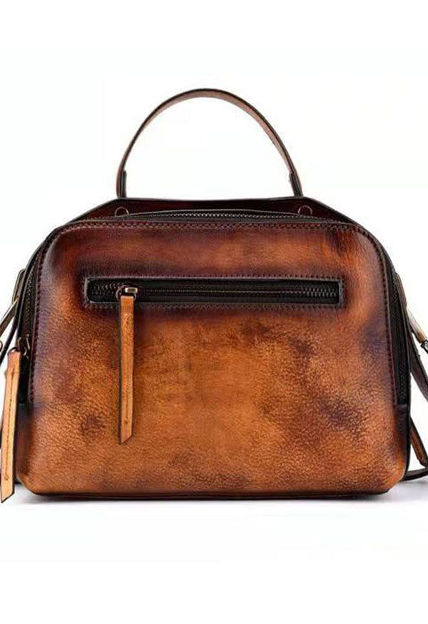 Chic Rainbow Tie Dye Paitings Calf Leather Satchel Handbag