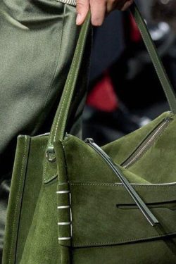 Chic Tea Green Solid Durable Fine Suede Shoulder Bags