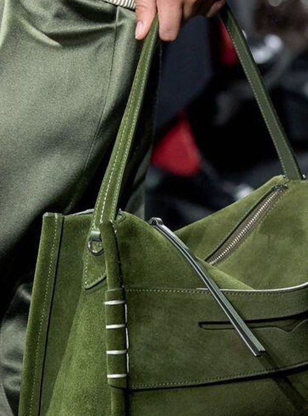 Chic Tea Green Solid Durable Fine Suede Shoulder Bags