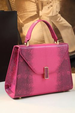 Chic Yellow Embossed Durable Calf Leather Tote Handbag