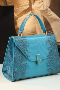 Chic Yellow Embossed Durable Calf Leather Tote Handbag