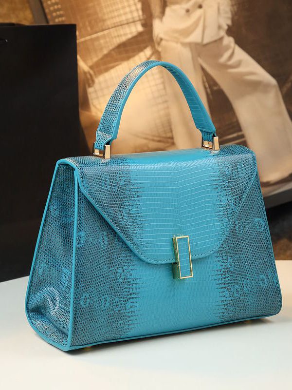 Chic Yellow Embossed Durable Calf Leather Tote Handbag