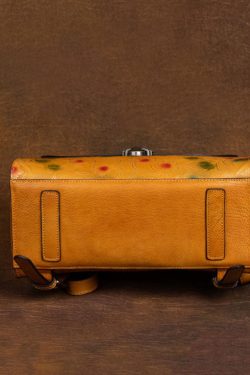 Chic Yellow Floral Embossing Calf Leather Women's Tote Handbag