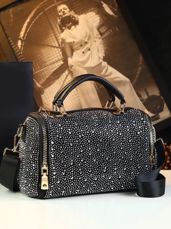 Chic Zircon Large Capacity Faux Leather Women Handbags