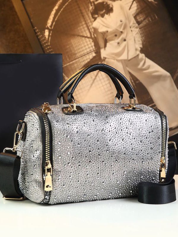 Chic Zircon Large Capacity Faux Leather Women Handbags