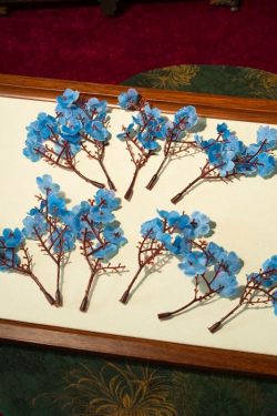 Chinese Style Blue Alloy Acrylic Floral Hairpin Suit