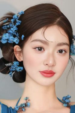 Chinese Style Blue Alloy Acrylic Floral Hairpin Suit