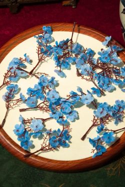 Chinese Style Blue Alloy Acrylic Floral Hairpin Suit