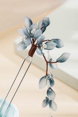 Chinese Style Blue Copper Alloy Colored Glaze Tassel Hairpin