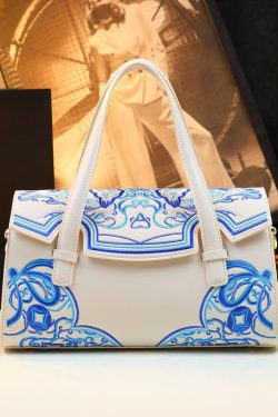 Chinese Style Pink Embroideried Calf Leather Tote Handbag