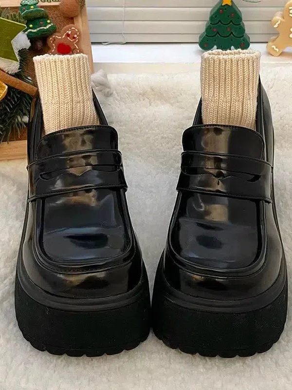 Chunky Platform High Heel Loafer Shoes