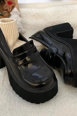 Chunky Platform High Heel Loafer Shoes
