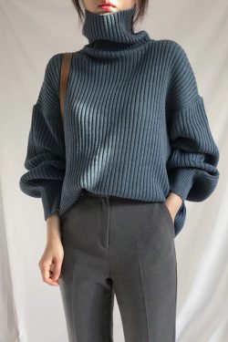 Chunky Turtleneck Knit Sweater