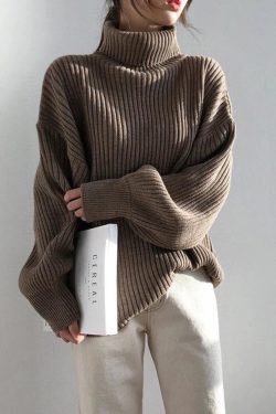 Chunky Turtleneck Knit Sweater