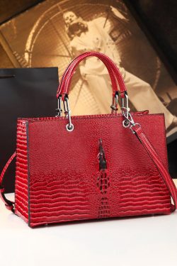 Classic Alligator Pattern Solid Durable Faux Leather Women Handbags