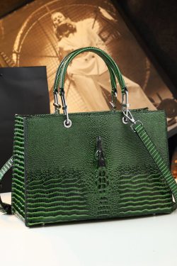 Classic Alligator Pattern Solid Durable Faux Leather Women Handbags